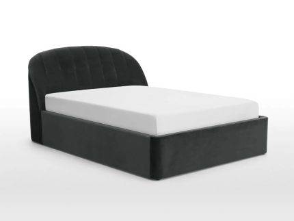 Cama Europea Otomana Margot - Terciopelo Gris Medianoche