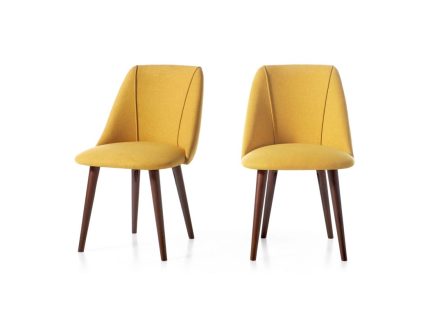 Juego de 2 sillas de comedor Lule - Amarillo y nogal