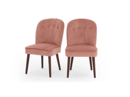 Juego de 2 sillas de comedor Margot - Terciopelo rosa palo