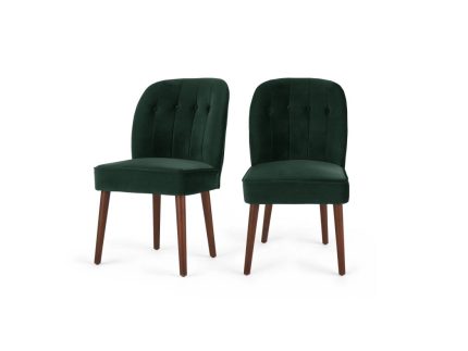 Silla de comedor Margot - Terciopelo verde pino y patas de abedul natural