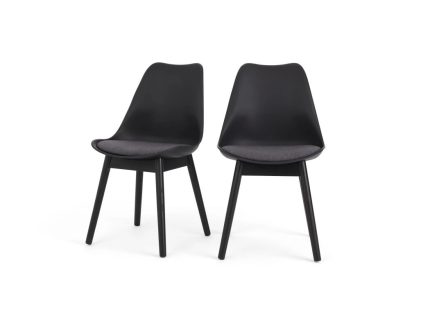 Juego de 2 sillas de comedor Thelma - Tejido negro y gris