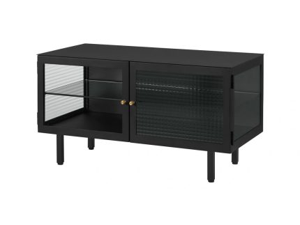 Mueble multimedia Marden - Gris carbón y cristal