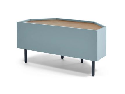 Mueble multimedia esquinero Mino - Roble y azul
