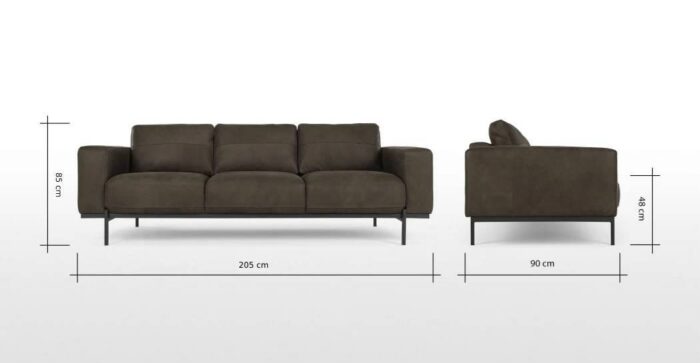 Sofa 3 cuerpos de cuero jarrod marron