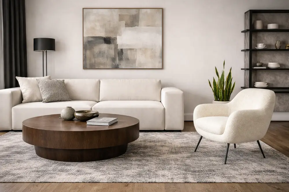 Sala moderna que combina butacas y sillones en tendencia